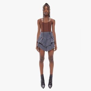 Mother NWT The Ruffle Tiered Mini Skirt Size 23 Dig Up Dirt Wash